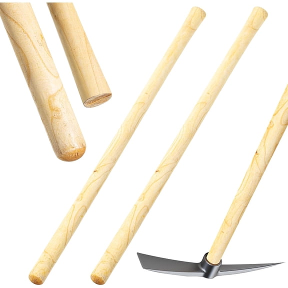 2 Pcs Solid Wood Replacement Handle for Round Eye Hoe 54 Inches/ 137 cm Grub Hoe Handle for Garden Shovel Tool Digging Spading Fork Rake Gardening Weeding, natural