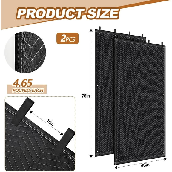 2 Pcs Sound Dampening Blanket for Indoor/Outdoor Use - 48 x 78 Inches