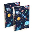 thumbnail image 1 of 2 Pcs Space Stars Planet Rocket Spiral Notebooks 60 Sheets 120 Pages A5 Journal Notepad 8.3x5.7 Inch Thick Adjustable College Ruled Paper, 1 of 8