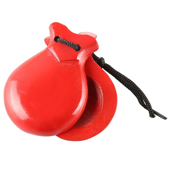 2 Pcs Spanish Castanets Flamenco Dance Castanets with String Hand Clappers Children Percussion Musical Instrument