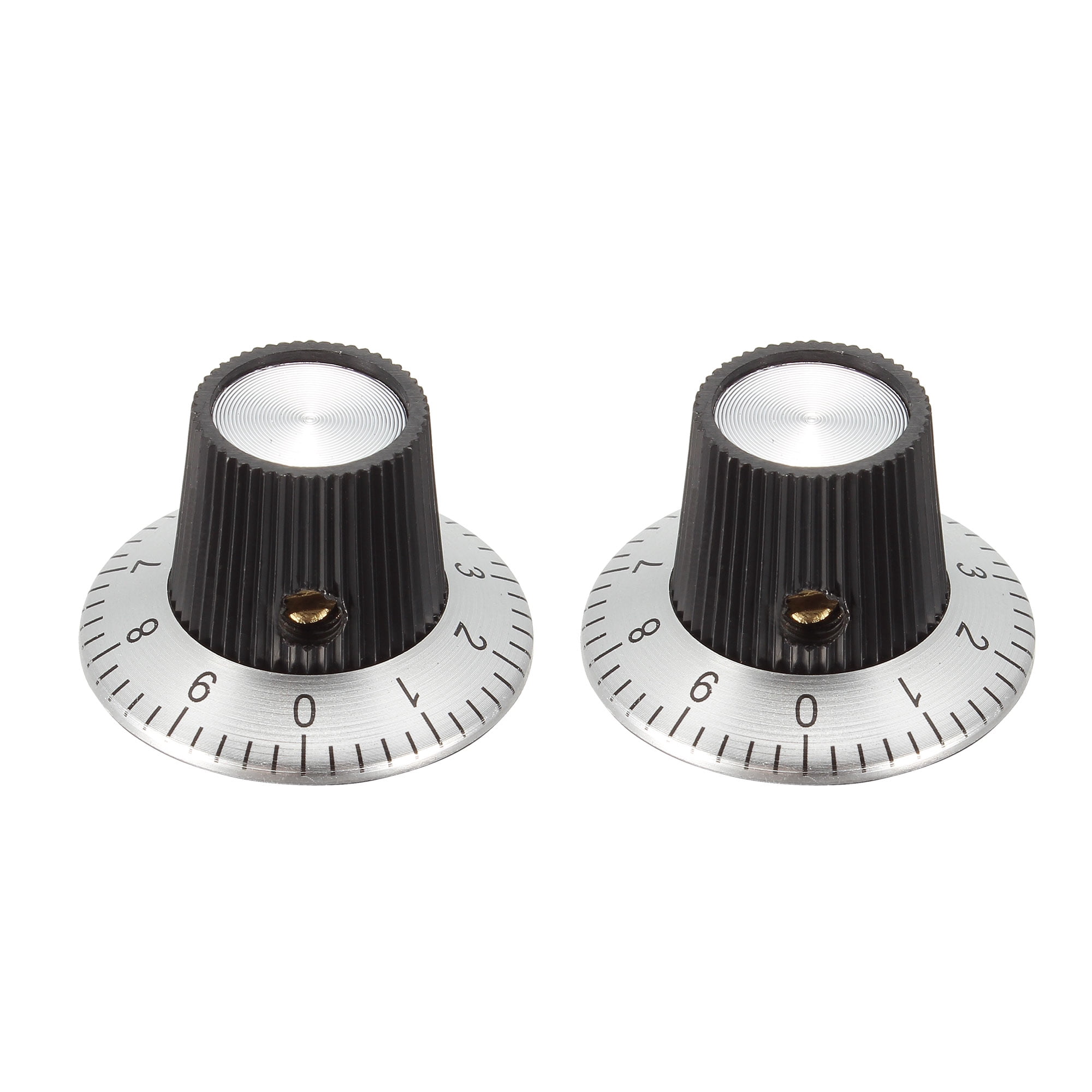10 Boutons De Contrôle (knobs) Pour Ampli Ou Enceintes - Noir, Diamètre 19mm, Axe 6mm, Marque Zaplyte