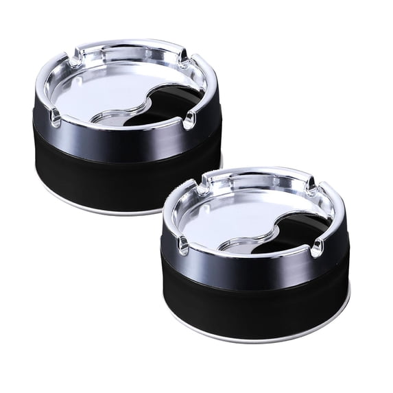 2 Pcs Spinning Ashtray, Round Cigarette Ashtray with Spinning Tray, Portable Stainless Steel Windproof Ashtray with Lid for Patio, Outdoor or Indoor, Home Office Decoration