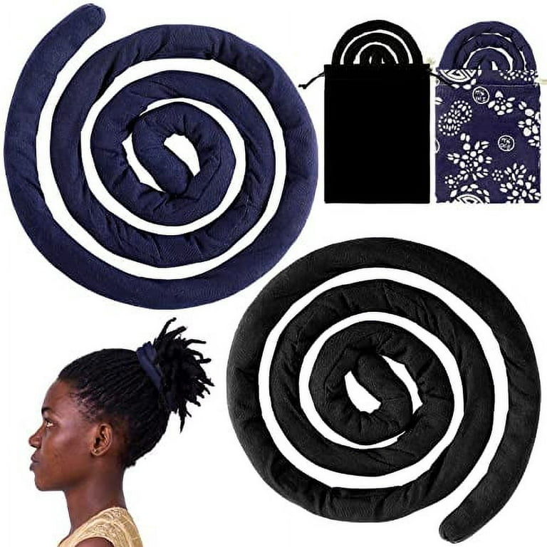 2 Pcs Spiral Lock Hair Tie Dreadlock Accessories Iron Wire Embedded  Ponytail Holders Solid Black and Dark Blue Loc Hair Accessories Bendable  Long Dread Bands for Women Men Thick Curly Hair with