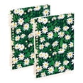 thumbnail image 1 of 2 Pcs Spiral Notebooks 60 Sheets 120 Pages A5 Journal Notepad 8.3x5.7 Inch Thick Adjustable College Ruled Paper Daisies Flowers with Green Leaves, 1 of 8