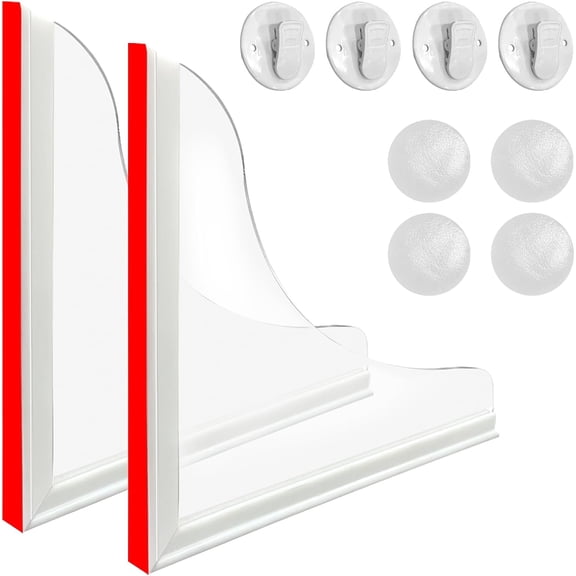 2 Pcs Splash Guard for Bathtub, Durable Acrylic Splash Guard with Adhesive Backing, Featuring 4 Pcs Shower Curtain Clips for Use in Bathtubs to Prevent Water Splashing Out