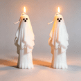 thumbnail image 1 of 2 Pcs Spooky Halloween Themed Soy Wax Candles, Ghost‑Style Decorative Tabletop Ornament, Atmospheric Home Accent for Halloween Parties, Gothic Styling and Holiday Table Centerpieces, 1 of 6