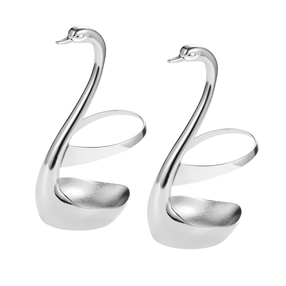 2 Pcs Spoon Fork Storage Holder Rest Shelves Swan Knife and Kitchen Utensil Countertop Zinc Alloy