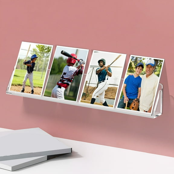 2 Pcs Sports Card Display Stand Acrylic Trading Card Stand Easy to Install Card Display Shelf Multifunctional Baseball Card Stand for Wall Compartment Store Counter