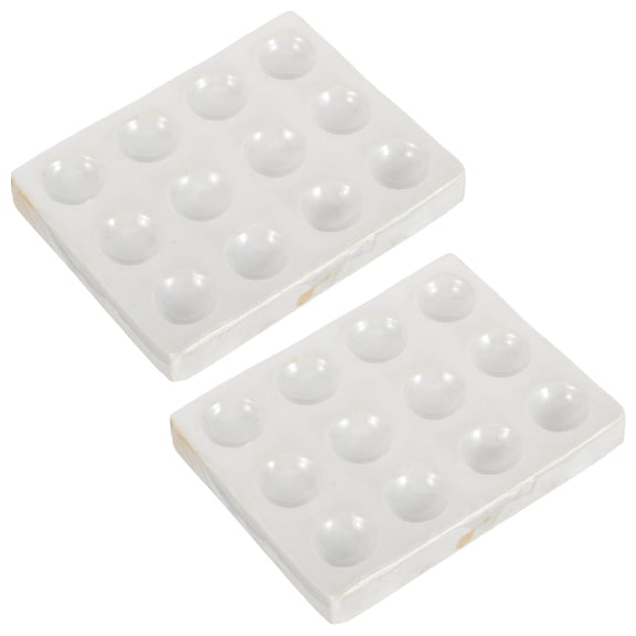 2-Pack Ceramic Spot Plates for Chemical Testing and Scientific Experiments, 12-Well Reaction Plates for Lab Use