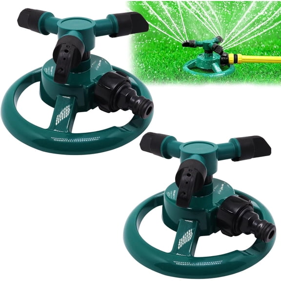 2 Pcs Sprinklers for Yard, Automatic 360° Rotating Lawn Sprinkler, Garden Water Sprinklers for Lawns, Large Area Coverage Lawn Irrigation System, Yard Sprinkler for Lawns and Gardens Plant
