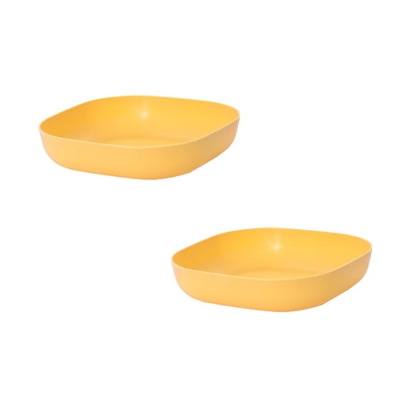 2 Pcs Square Cereal Bowls Plastic Small Bowls Pasta Bowls Shallow Robust Salad Bowls Reusable Mini Dinner Plates for Soup Salad Oatmeal Snack Dessert Ice Cream, 5.51x5.51x1.18 Inch, Yellow