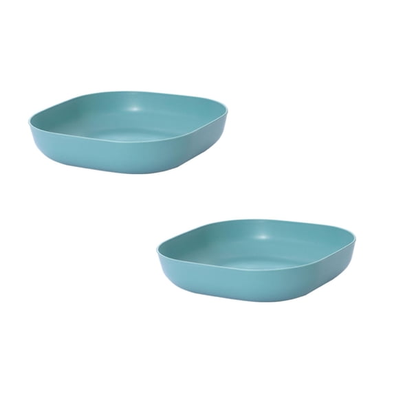 2 Pcs Square Cereal Bowls Plastic Small Bowls Pasta Bowls Shallow Robust Salad Bowls Reusable Mini Dinner Plates for Soup Salad Oatmeal Snack Dessert Ice Cream, 5.51x5.51x1.18 Inch, Green