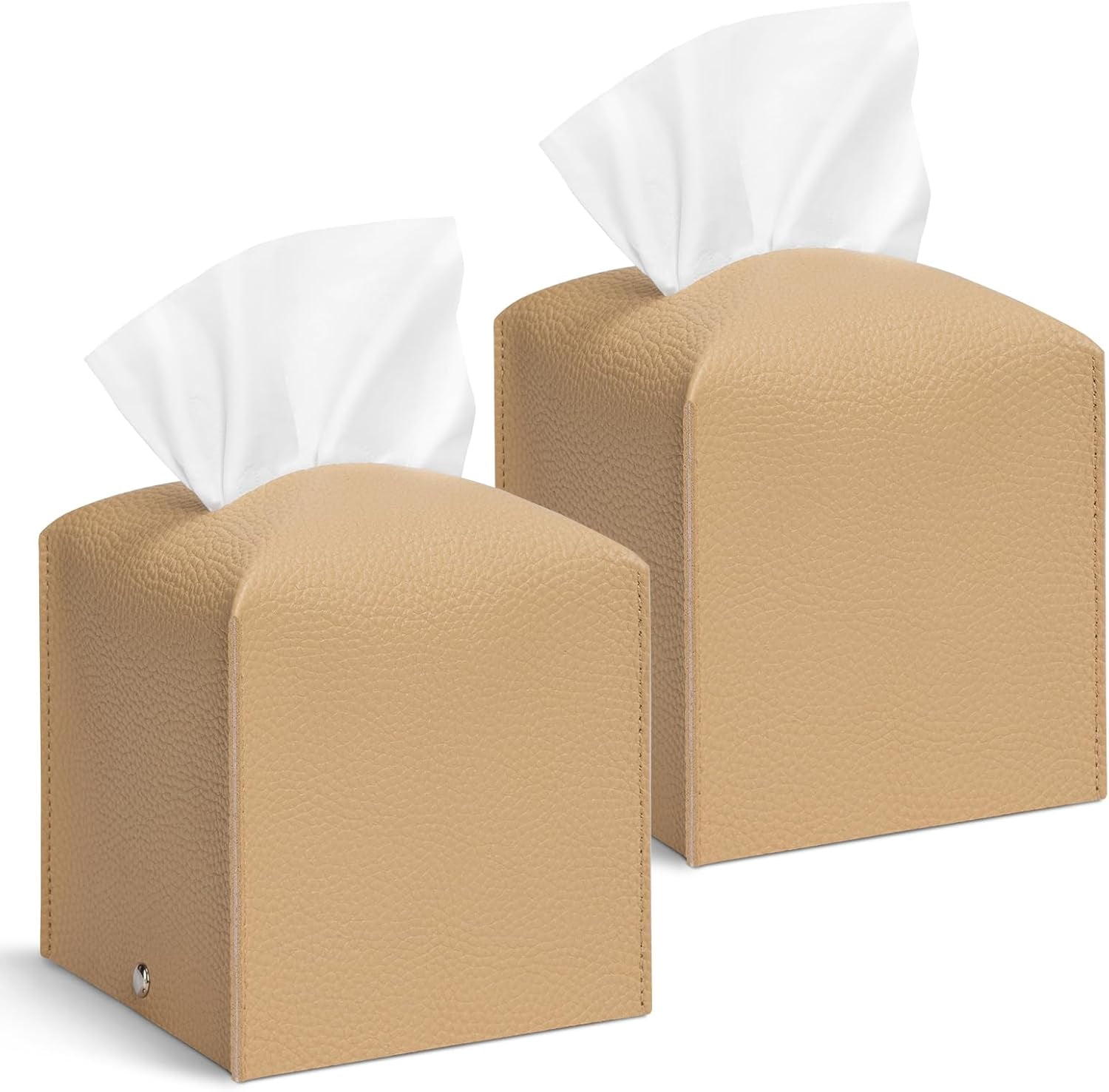 2 Pcs Square Cream Tissue Box Cover PU Leather Decorative Tissue ...