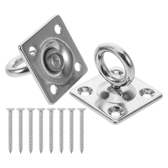 2 Pcs Square Door Buckle Lifting Hooks Rope Hook Screw Eyes Hooks Marine Hooks Heavy Duty Eye Hooks