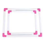 2 Pcs Square Embroidery Hoops Set,Plastic Cross Stitch Snap Frames,Clip Frame Sets with Pink Corners,Universal DIY Sewing Tool for Quilting