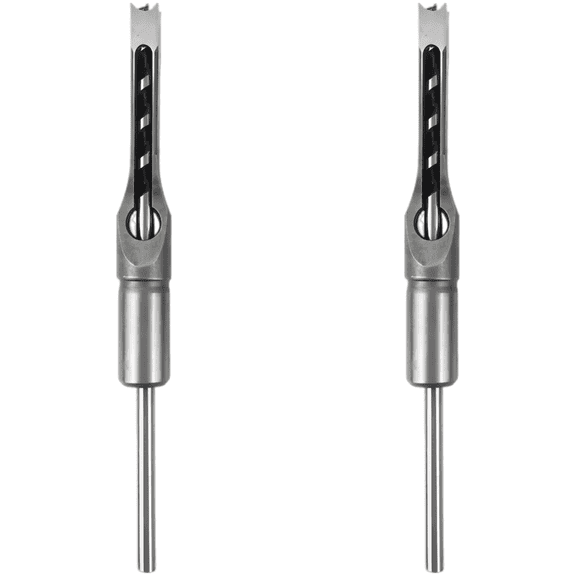 2 Pcs Square Hole Drill Bits, Carbon Steel Mortising Chisel, 6.7 in / 170 mm Length, 1.8 in / 45 mm Working Depth, High-Efficiency Woodworking Tool Set for Accurate Square Holes