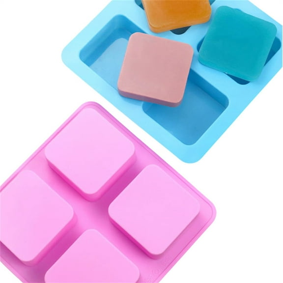 2 Pcs Square Silicone Cake Mold,High Temperature Baking Mold,4 Cavity Plain Cold Manufacturing Mold,Chocolate Covered Cookie Molds,Non Stick Silicone Trays for Graham Crackers,Candy