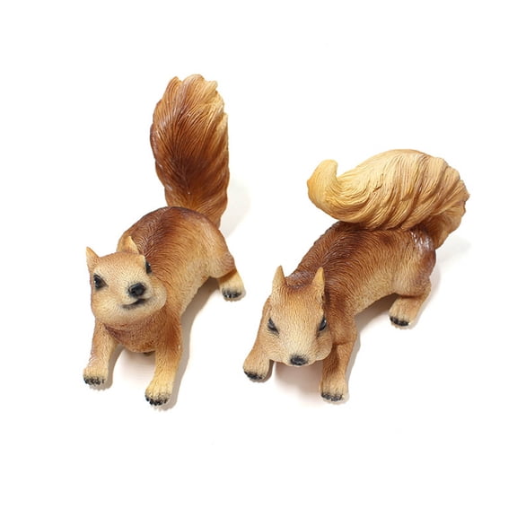 2 Pcs Squirrel Resin Figurine Set, Wild Animal Statue for Garden Lawn Flower Pot Patio Outdoor Home Decor