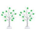 thumbnail image 1 of 2 Pcs St. Patrick's Day Shamrock Lights Lighted Tree Artificial Tree Decor with LED Light Battery Powered Light up for Home Table Shelf Festival Party Decor, 1 of 6