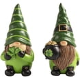 thumbnail image 1 of 2 Pcs St Patricks Day Gnomes, 5.1" Resin Leprechaun Figurines Tabletop Decor, Saint Patrick's Statue Indoor Table Top Centerpiece Mantle Desk March Green Home Decorations, Irish Gifts, 1 of 7