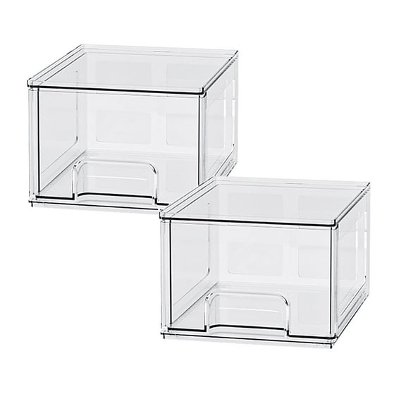 2 Pcs Stackable Storage Drawers, Tall X-Large - Clear | THE CRATE COLLECTION | Storage Bins With Drawers | Bathroom Organizers | Under Sink Organizer | Vanity Cabinet Home Organization