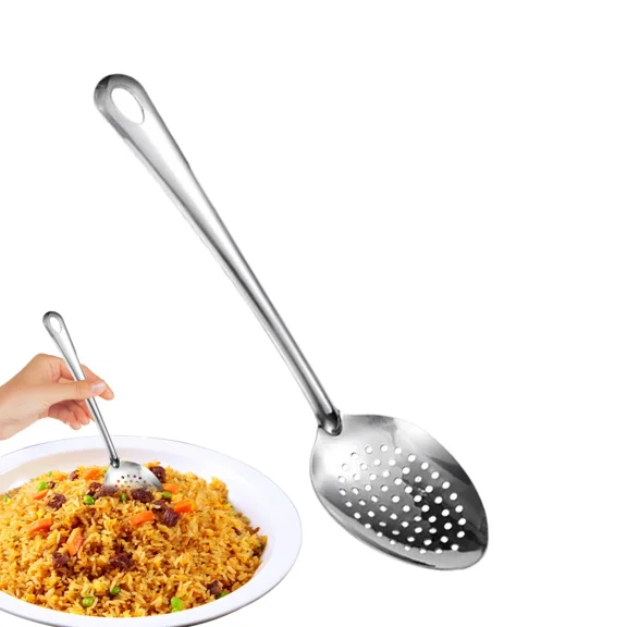 2 Pcs Stainless Kitchen Colander Slotted Spoons 38Cm Extended Handle Skimmer