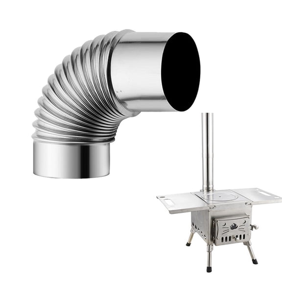 2 Pcs Stainless Steel 90 Degree Elbow Chimney Liner Bend 50mm Diameter Multi Flue Stove Pipe for Outdoor Camping Wood Stoves Indoor Water Heater Pipes High Temperature Resistant Acid Alkali Proof