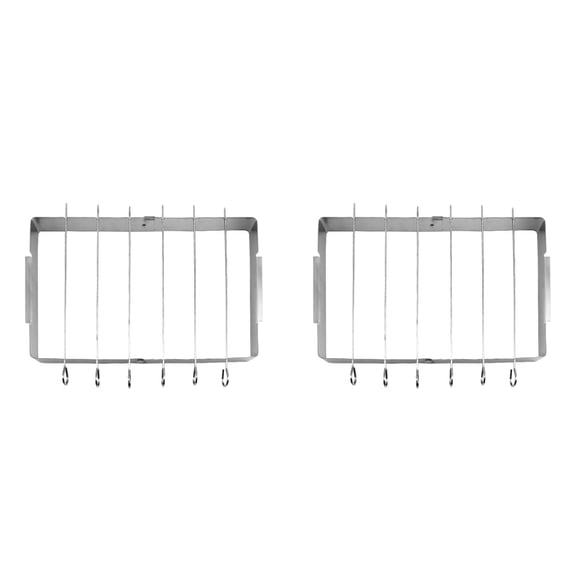 2 Pcs Stainless Steel BBQ Shish Kabob Set, Foldable Shish Kabob Holder with 6pcs 12.2 Inch Skewers, Reusable Grill Rack for Party and Cookout, Grills and Outdoor Cooking