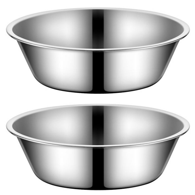 2 Pcs Stainless Steel Bowls Cat Food Bowl Metal Dog Bowls Shallow Pet Dish Thickened Metal Dog Bowls Replacement Basic Cat Bowls for Small Medium Large Dogs and Cats Dishwasher Safe
