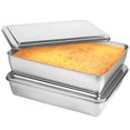 thumbnail image 1 of 2 Pcs Stainless Steel Cake Pans, Rectangular Baking Pans with Lids, Cake Baking Trays, Non-Stick Bread Loaf Pans, Rectangle Baking Bakeware for Breads, Meats, Vegetables, 1 of 4