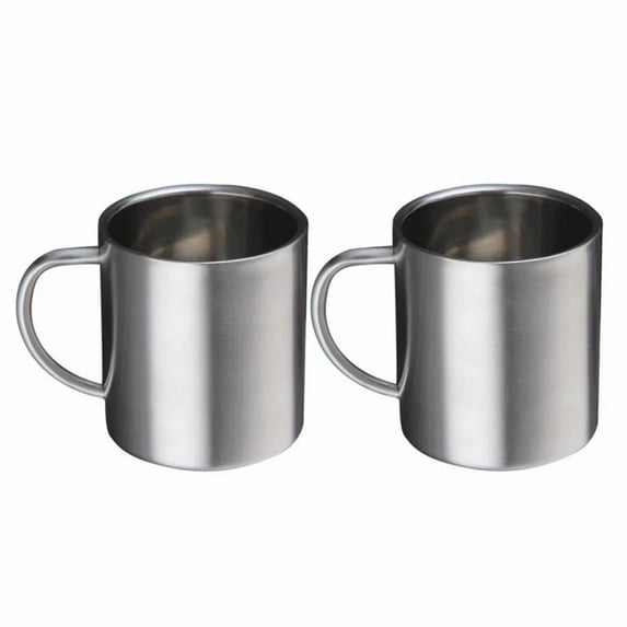 2 Pcs Stainless Steel Coffee Mug,400ml Insulated Stainless Steel Coffee Mug,Double-Wall Vacuum Travel Tumbler,Shatterproof for Camping,Office,Outdoor,Durable,for Hot and Cold Drinks(Silver)
