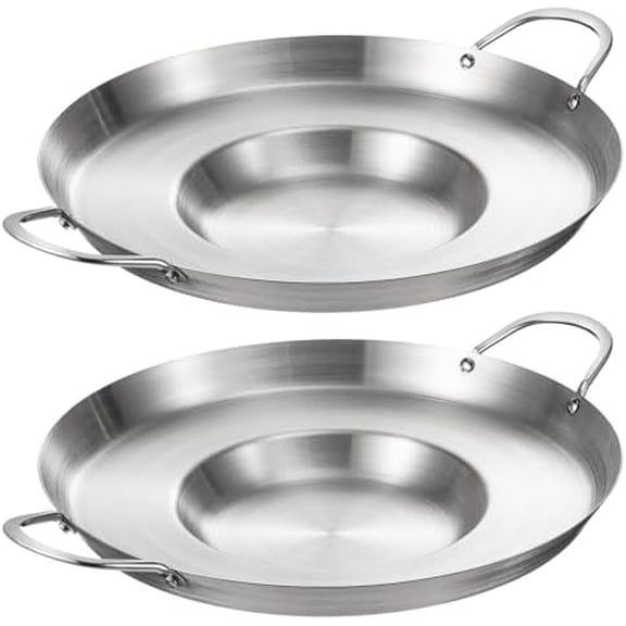 2 Pcs Stainless Steel Comal Frying Bowl Cookware 16 Inch Mexican Style Wok Inoxidable Concave Outdoors Stir Fry Discada Pan for Outside Cooking$$Home Decor, Kitchen, & Other