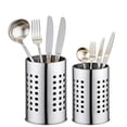 thumbnail image 1 of 2 Pcs Metal Utensil Holder，Practical Rack for Chopstick Spoon Fork Silverware Straw Cutlery Home Kitchen Use，Stainless Steel Utensil Holder, 1 of 6