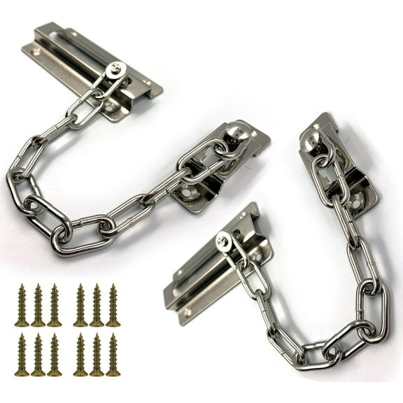 2 Pcs Stainless Steel Door Chain,Happon Door Chains for Front Door, Internal Door Lock,Door Chain Lock for Home Privacy and Security