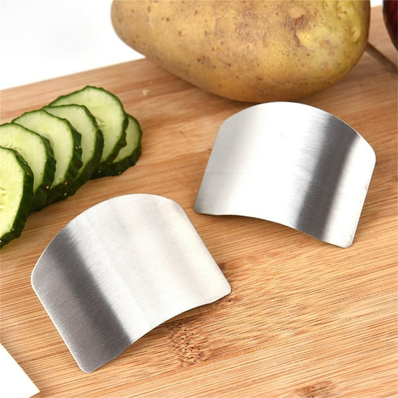 2 Pcs Stainless Steel Finger Guard, Finger Protector for Cutting Vegetables Meat,Finger Protect Slicing Finger Guard,Guard Finger Protector for Slicing, Chopping Vegetables Slicing Tool