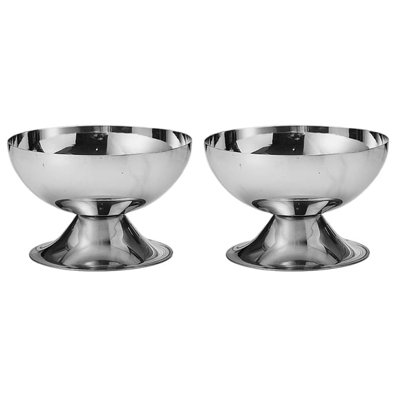 2 Pcs Stainless Steel Ice Cream Bowl, 6.8 fl oz Dessert Bowl Metal Pudding Cups, 304 Reusable Dessert Cup, 3.9 x 2.4 in / 10 x 6.2 cm Silver Ice Cream Bowl for Home, Party