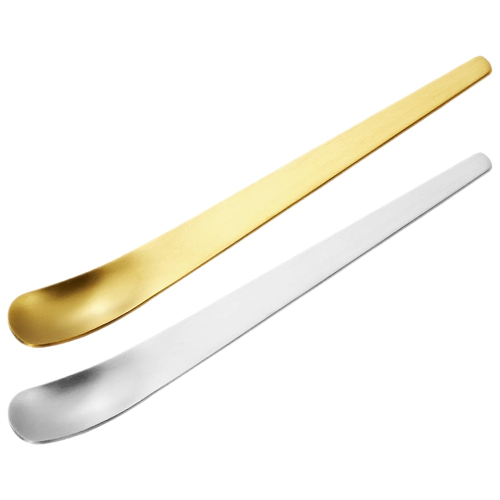 2 Pcs Stainless Steel Ice Cream Spoon Dessert Ins Mixing Flat Square ...