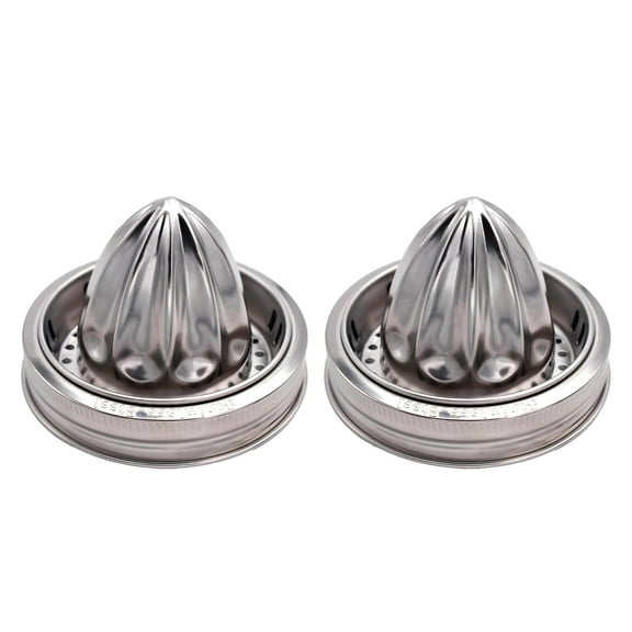 2 Pcs Stainless Steel Juicer Lid for Mason Jars, 304 Manual Citrus Lemon Squeezer Attachment, Rust-Proof Reamer Replacement with Wide Mouth, 3.5 in / 9 cm Diameter