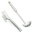thumbnail image 1 of 2 Pcs Stainless Steel Pasta Spoon With Teeth 9.4'' Pasta Tong And 13.6'' Pasta Fork With Vacuum Handle Durable Pasta Server And Spoon Sets, 1 of 10