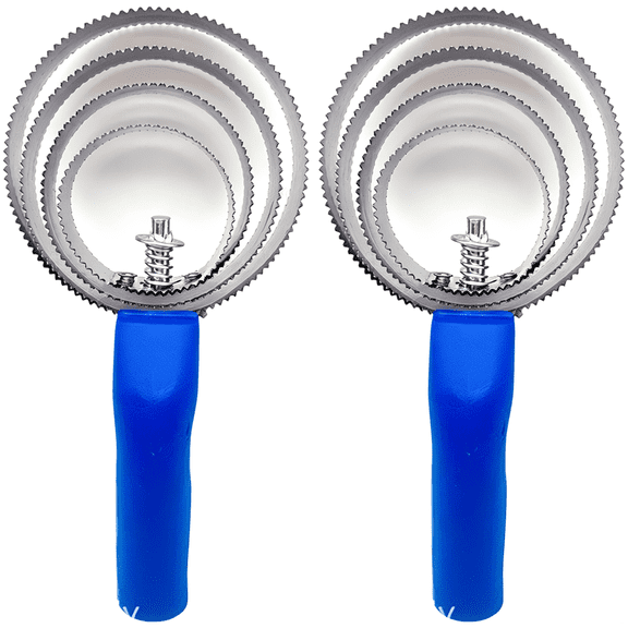2 Pcs Stainless Steel Pet Comb, Blue Double-Sided Curry Comb with 4 Rings for Horses, Toothed Shedding Brush, 8.9 x 3.9 in Detangler Scraper, Robust Rake for Cattle & Equine Comfort