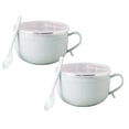 thumbnail image 1 of 2 Pcs Stainless Steel Ramen Bowl with Lid & Spoon,304 Insulated Noodle Bowl,Portable Soup Cup with Handle,Microwave Safe,for Ramen,Soup,Oatmeal,Home & Office Use,5.51" × 3.74", 1 of 5