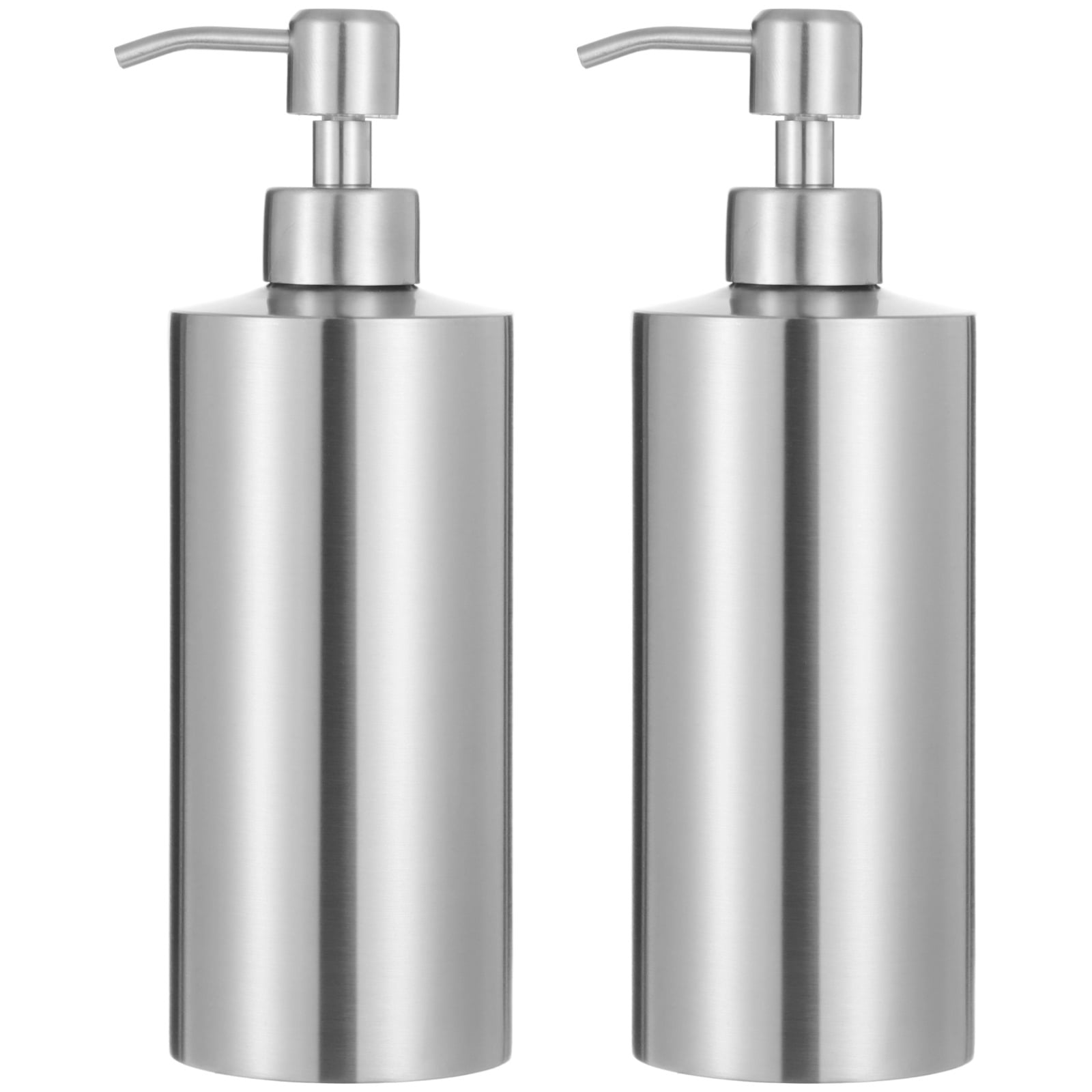 2 Pcs Stainless Steel Soap Dispenser, 18.6 oz Large Liquid Hand Soap Dispenser, Rustproof Countertop Soap Dispenser Set for Kitchen, Bathroom, Cylinder-Shaped Lotion Bottles