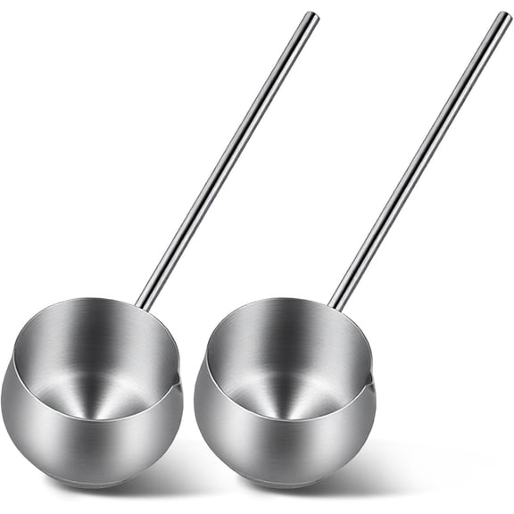 2 Pcs Stainless Steel Soup Ladle with Pour Spout, Long Handle Gravy Scoop Spoon for Punch Bowl, Sauce & Cooking, Heat-Resistant SUS304 Ladle with Spout