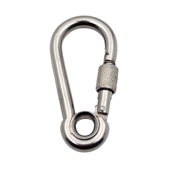 2 Pcs Stainless Steel Spring Hook Screw Locking Carabiner Heavy Duty Carabiner Clips for Hiking Camping Fishing