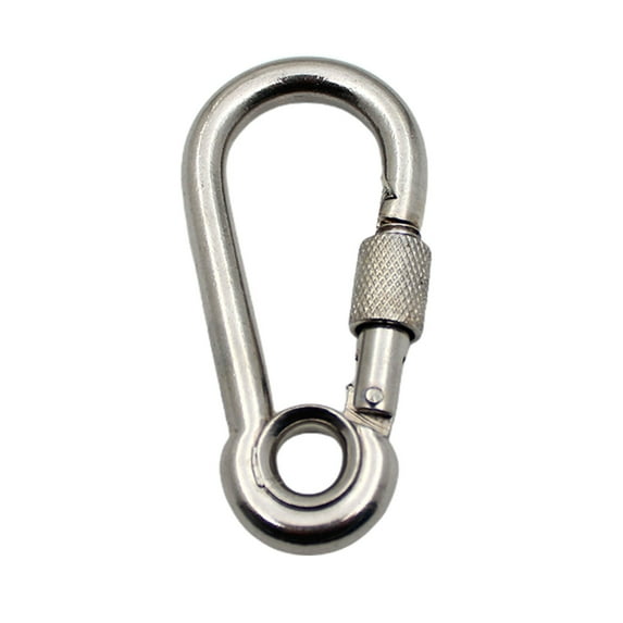 2 Pcs Stainless Steel Spring Hook Screw Locking Carabiner Heavy Duty Carabiner Clips for Hiking Camping Fishing