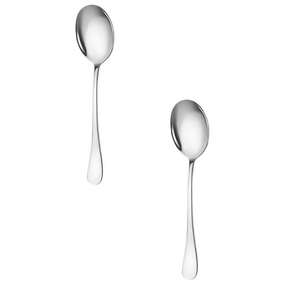 2 Pcs Stainless Steel Table Spoons, Stainless Steel Large Serving Spoon, Stainless Buffet Spoon, Long Handle Soup Cooking Spoon For Home Restaurant