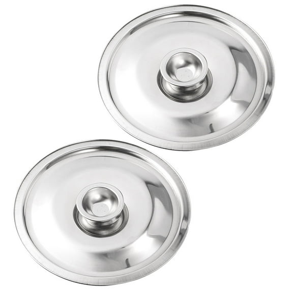 2 Pcs Stainless Steel Taste Cup Lid Can Cover Grease Container Seasoning Pot Lids Metal for Reusable Bowl Covers