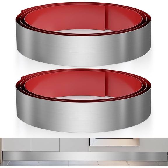 2 Pcs Stainless Steel Toe Kick Cover, 4" x 102" Baseboard Plate, Self Adhesive Kickplate for Bottom of Door, Kitchen Island, Cabinet, Cupboard (Brushed Nickel)