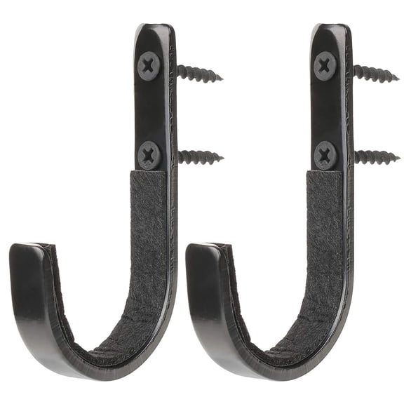 2 Pcs Stainless Steel Wall Mount Hangers, with Soft Padding and Heavy Duty Steel Wall Mount Hangers Felt Lined Black Wall Mount Storage Hangers, 1.5 Inch
