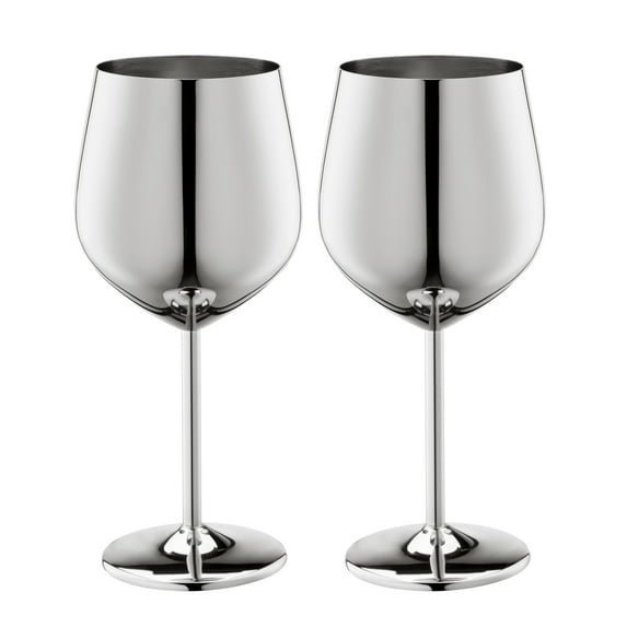 2 Pcs Stainless Steel Wine Glasses, 18oz Unbreakable Metal Wine Glass (Silver)